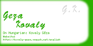 geza kovaly business card
